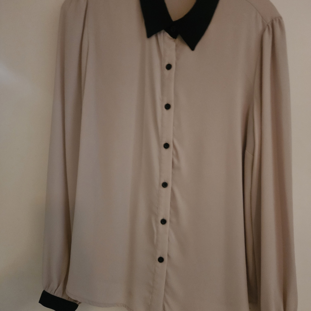 Forever 21 Light Tan Dress Shirt with Dark Collar